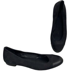 Gucci Black Canvas and Leather Cap Toe Ballet Flats
